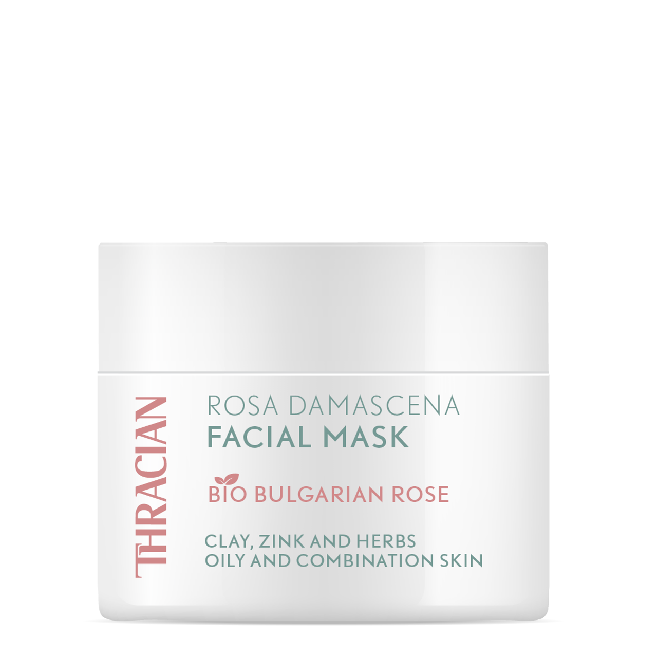 Глинена маска за лице с розова вода за мазна кожа и разширени пори, 100 мл, акне, проблемна кожа, смесена кожа, билки, масла, натурален продукт